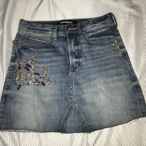 Express beaded denim skirt